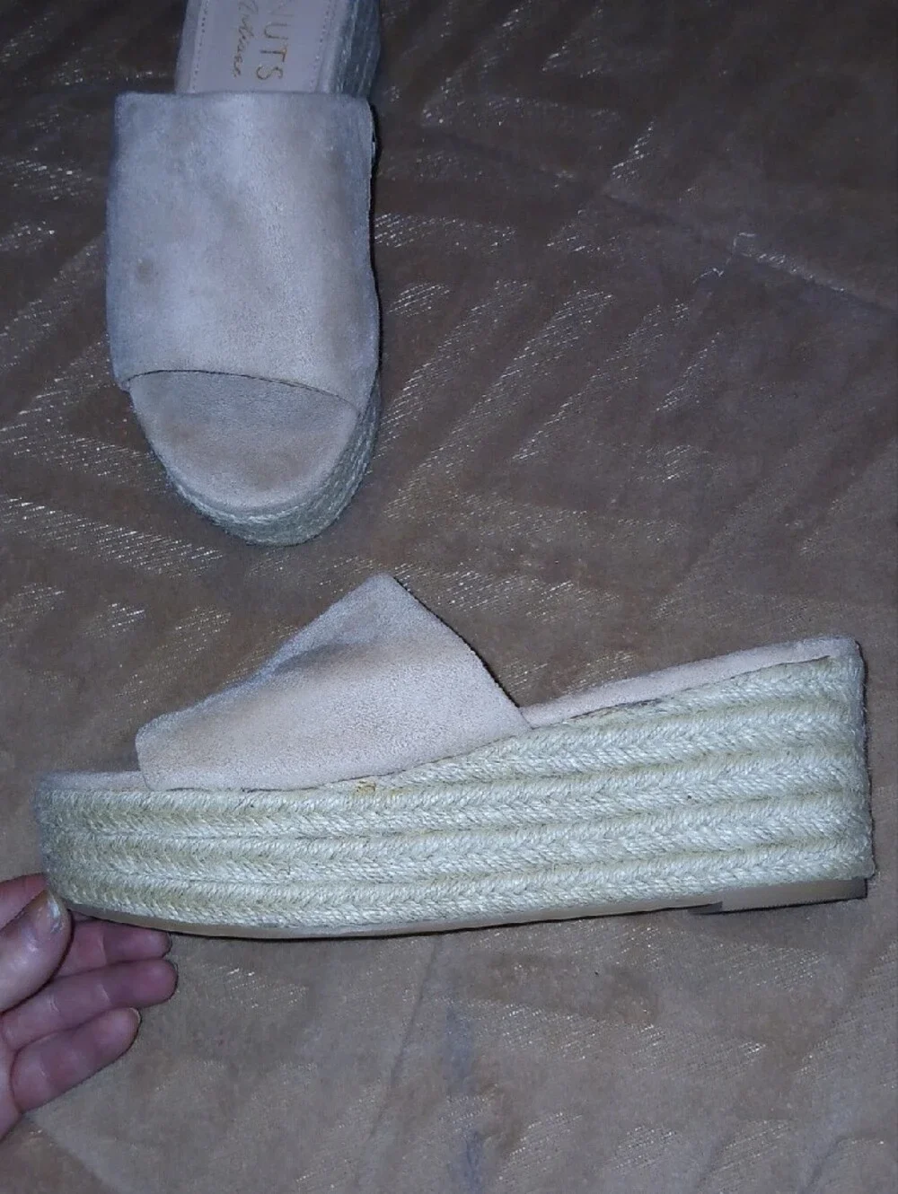 Coconuts by Matisse Light Cream Sandy Espadrille Platform Slide Sz: 8